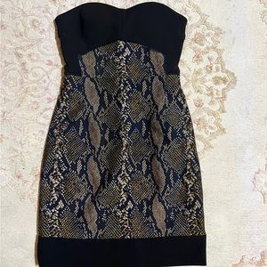 Diane Von Furstenberg Black Garland Two Python  Strapless Dress Size 0